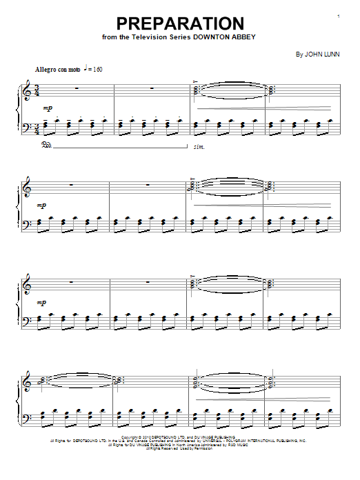 Learn to play John Lunn Preparation sheet music for Piano in minutes. John Lunn Preparation sheet music notes and chords