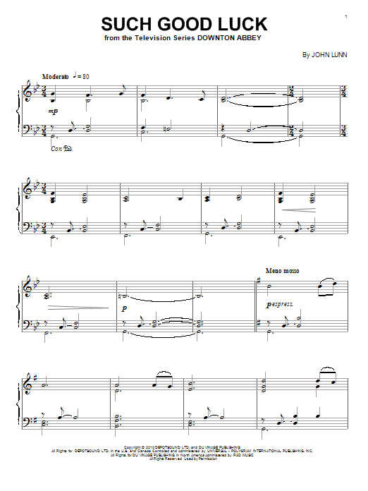 Learn to play John Lunn Such Good Luck sheet music for Piano in minutes. John Lunn Such Good Luck sheet music notes and chords