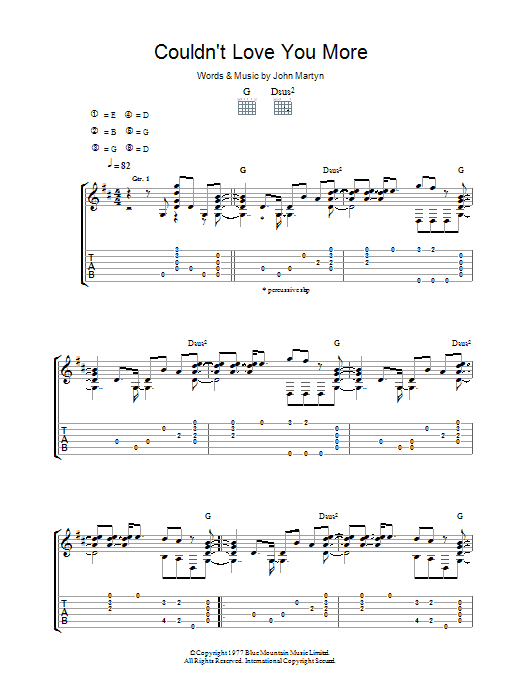 Learn to play John Martyn Couldn't Love You More sheet music for Guitar Tab in minutes. John Martyn Couldn't Love You More sheet music preview music notes and score for Guitar Tab including 5 page(s)