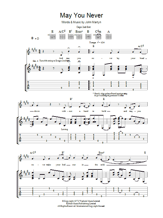 John Martyn May You Never sheet music preview music notes and score for Guitar Tab including 7 page(s)