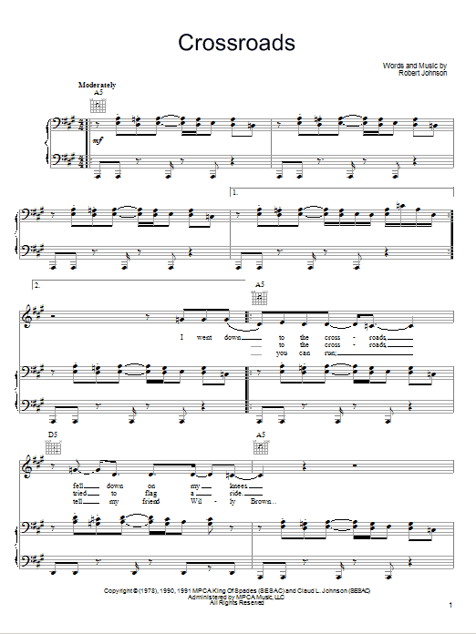 Learn to play John Mayer Cross Road Blues (Crossroads) sheet music for Easy Guitar in minutes. John Mayer Cross Road Blues (Crossroads) sheet music preview music notes and score for Easy Guitar including 3 page(s)