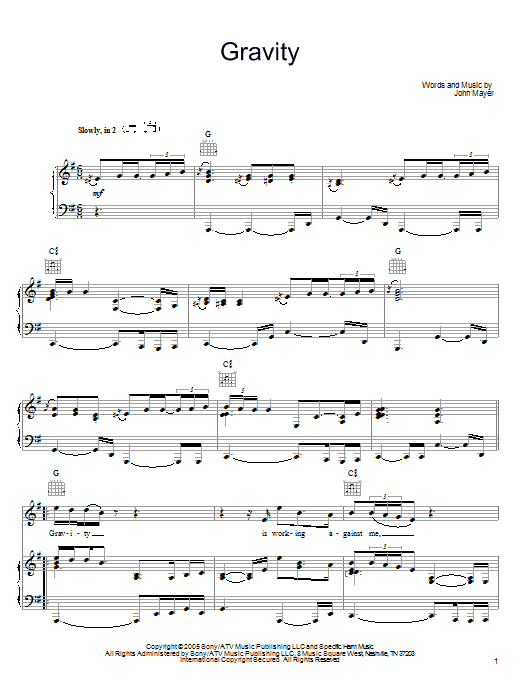 Learn to play John Mayer Gravity sheet music for Guitar Tab in minutes. John Mayer Gravity sheet music preview music notes and score for Guitar Tab including 15 page(s)