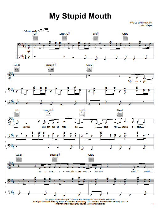 Learn to play John Mayer My Stupid Mouth sheet music for Guitar Tab in minutes. John Mayer My Stupid Mouth sheet music notes and chords