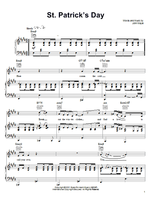 Learn to play John Mayer St. Patrick's Day sheet music for Guitar Tab in minutes. John Mayer St. Patrick's Day sheet music notes and chords