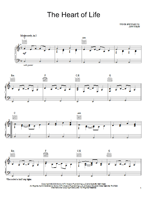 Learn to play John Mayer The Heart Of Life sheet music for Easy Guitar in minutes. John Mayer The Heart Of Life sheet music preview music notes and score for Easy Guitar including 4 page(s)