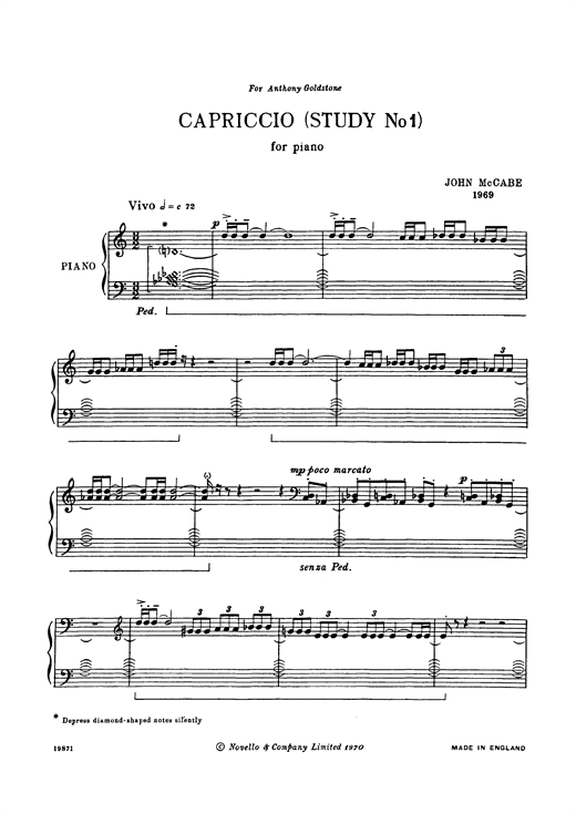 John McCabe Capriccio (Study No. 1) sheet music, chords, lyrics - Printable PDF for Piano