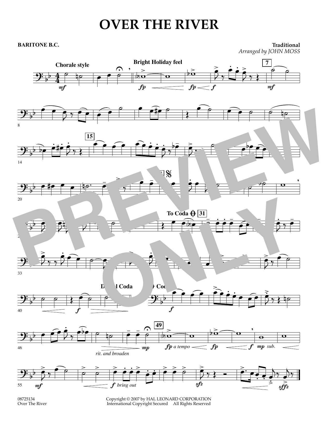 Learn to play John Moss Over the River - Baritone B.C. sheet music for Concert Band in minutes. John Moss Over the River - Baritone B.C. sheet music preview music notes and score for Concert Band including 1 page(s)