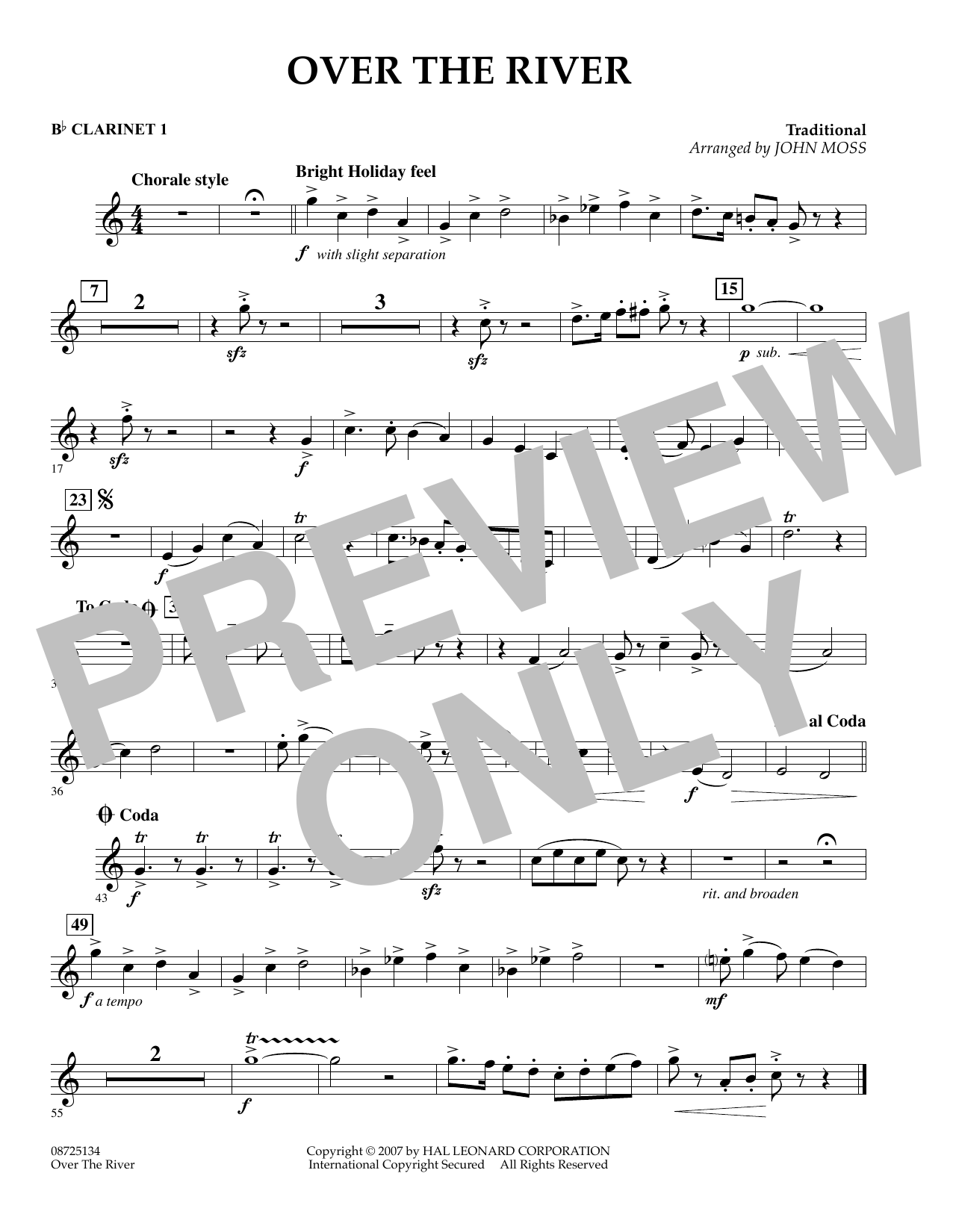 Learn to play John Moss Over the River - Bb Clarinet 1 sheet music for Concert Band in minutes. John Moss Over the River - Bb Clarinet 1 sheet music preview music notes and score for Concert Band including 1 page(s)