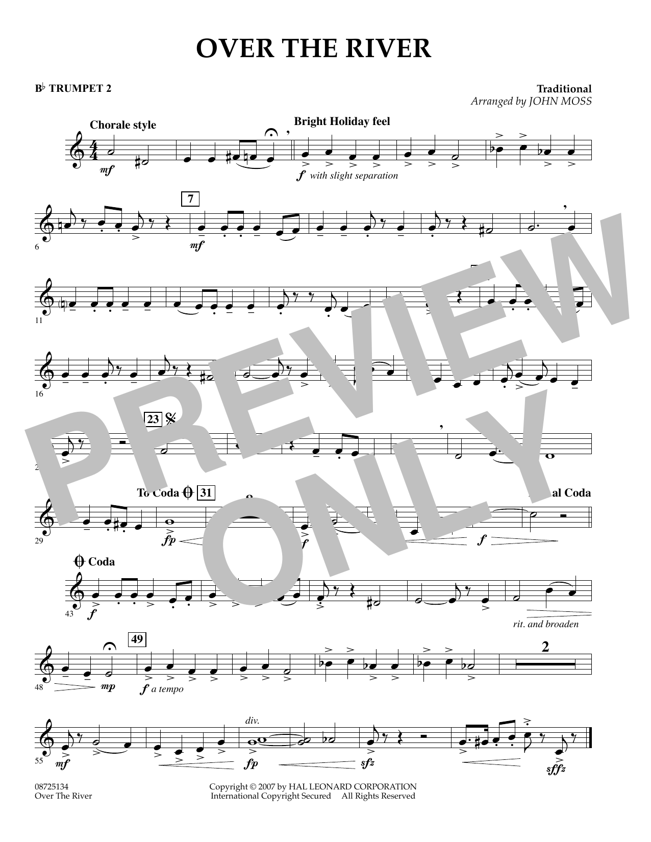 Learn to play John Moss Over the River - Bb Trumpet 2 sheet music for Concert Band in minutes. John Moss Over the River - Bb Trumpet 2 sheet music preview music notes and score for Concert Band including 1 page(s)