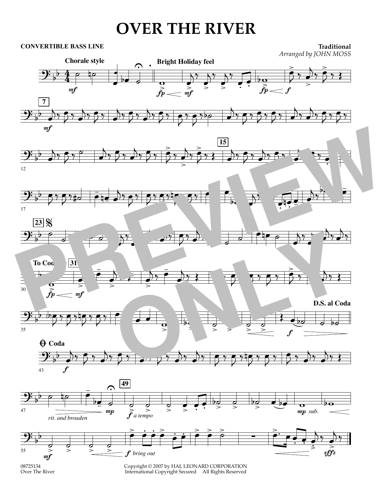 Learn to play John Moss Over the River - Convertible Bass Line sheet music for Concert Band in minutes. John Moss Over the River - Convertible Bass Line sheet music preview music notes and score for Concert Band including 1 page(s)
