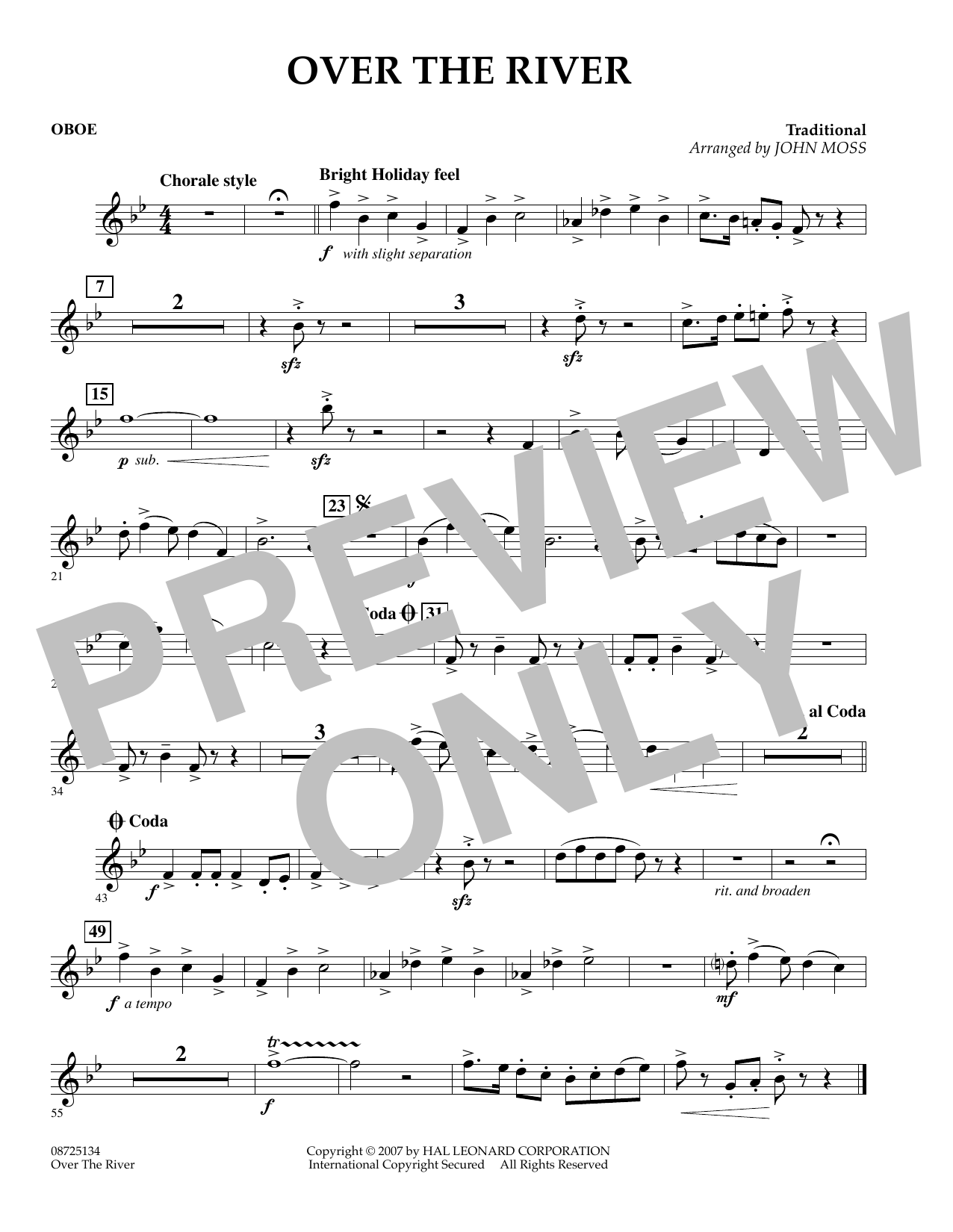 Learn to play John Moss Over the River - Oboe sheet music for Concert Band in minutes. John Moss Over the River - Oboe sheet music preview music notes and score for Concert Band including 1 page(s)