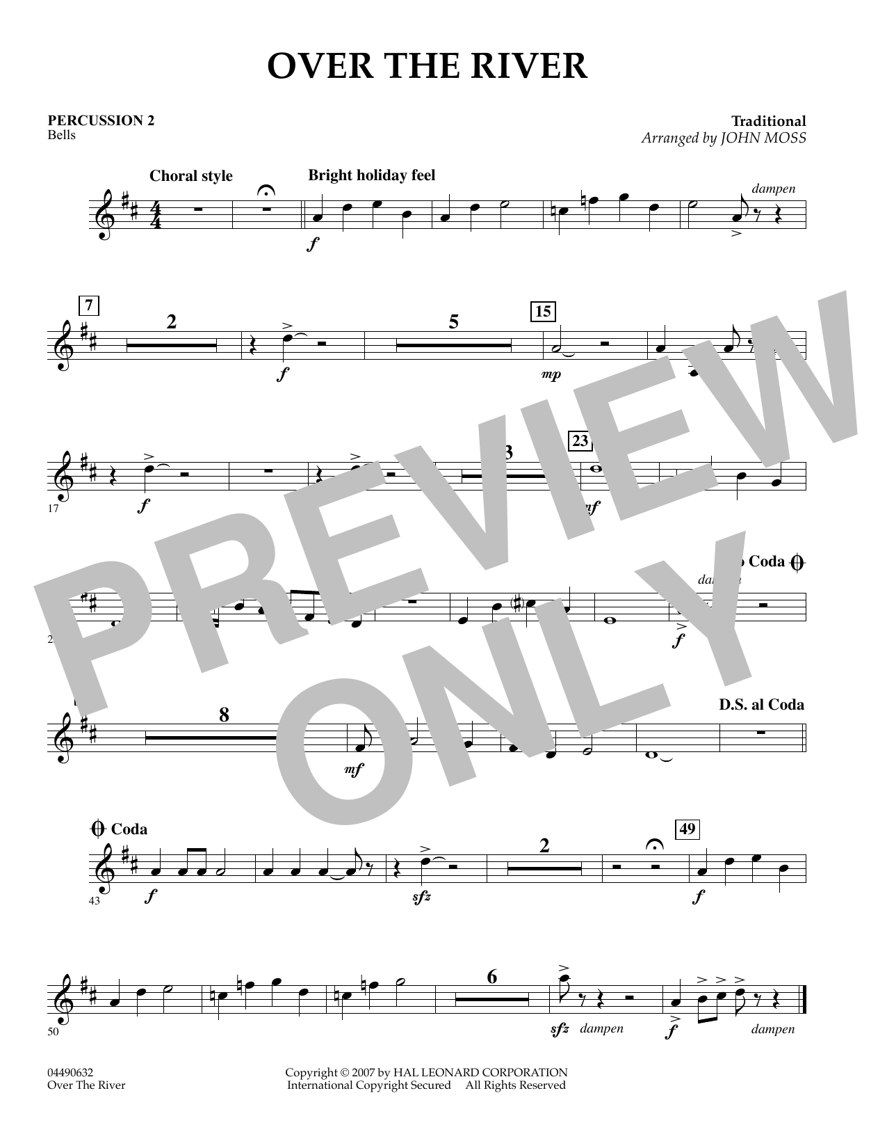 John Moss Over The River - Piano sheet music preview music notes and score for Orchestra including 1 page(s)