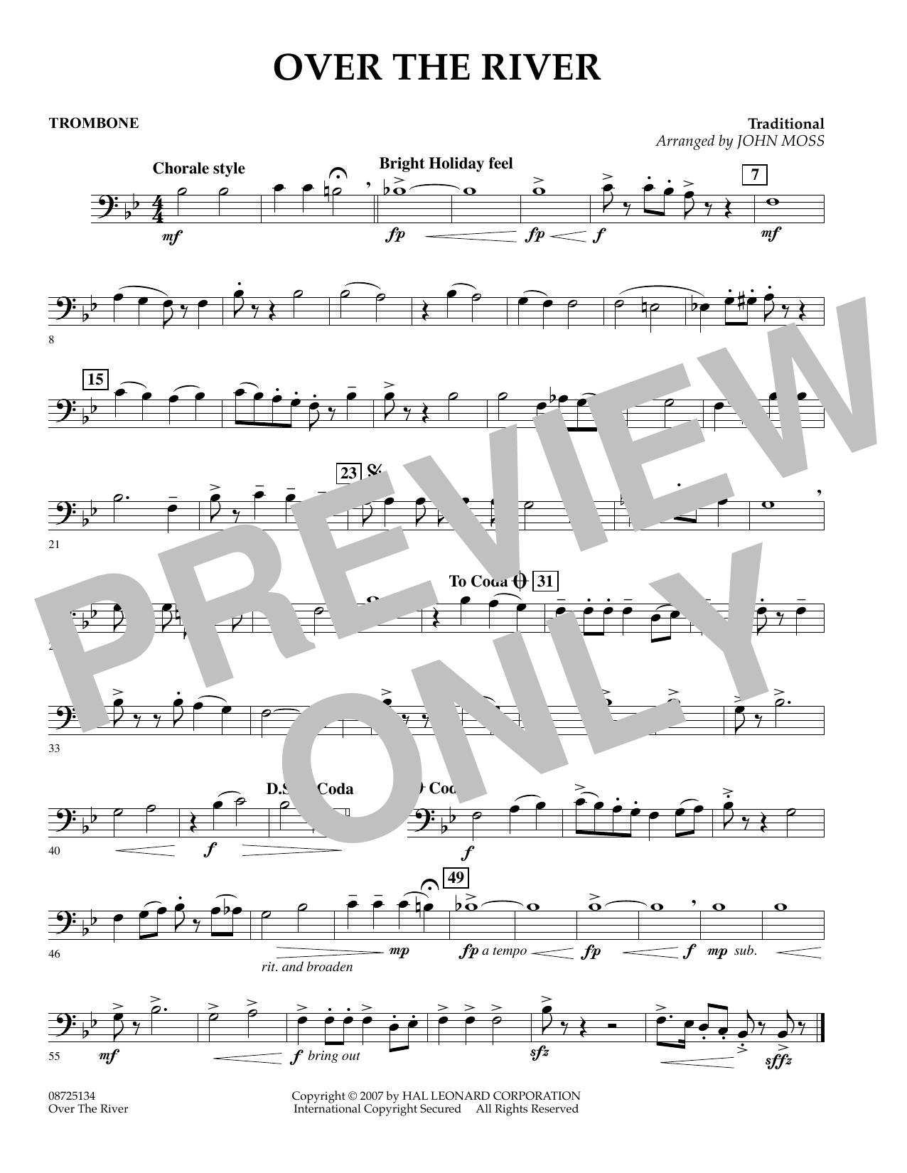 Learn to play John Moss Over the River - Trombone sheet music for Concert Band in minutes. John Moss Over the River - Trombone sheet music preview music notes and score for Concert Band including 1 page(s)