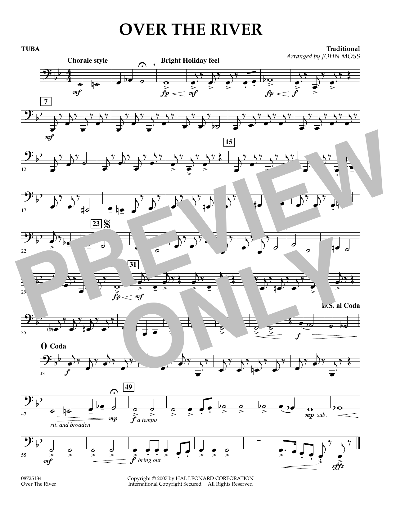 Learn to play John Moss Over the River - Tuba sheet music for Concert Band in minutes. John Moss Over the River - Tuba sheet music preview music notes and score for Concert Band including 1 page(s)