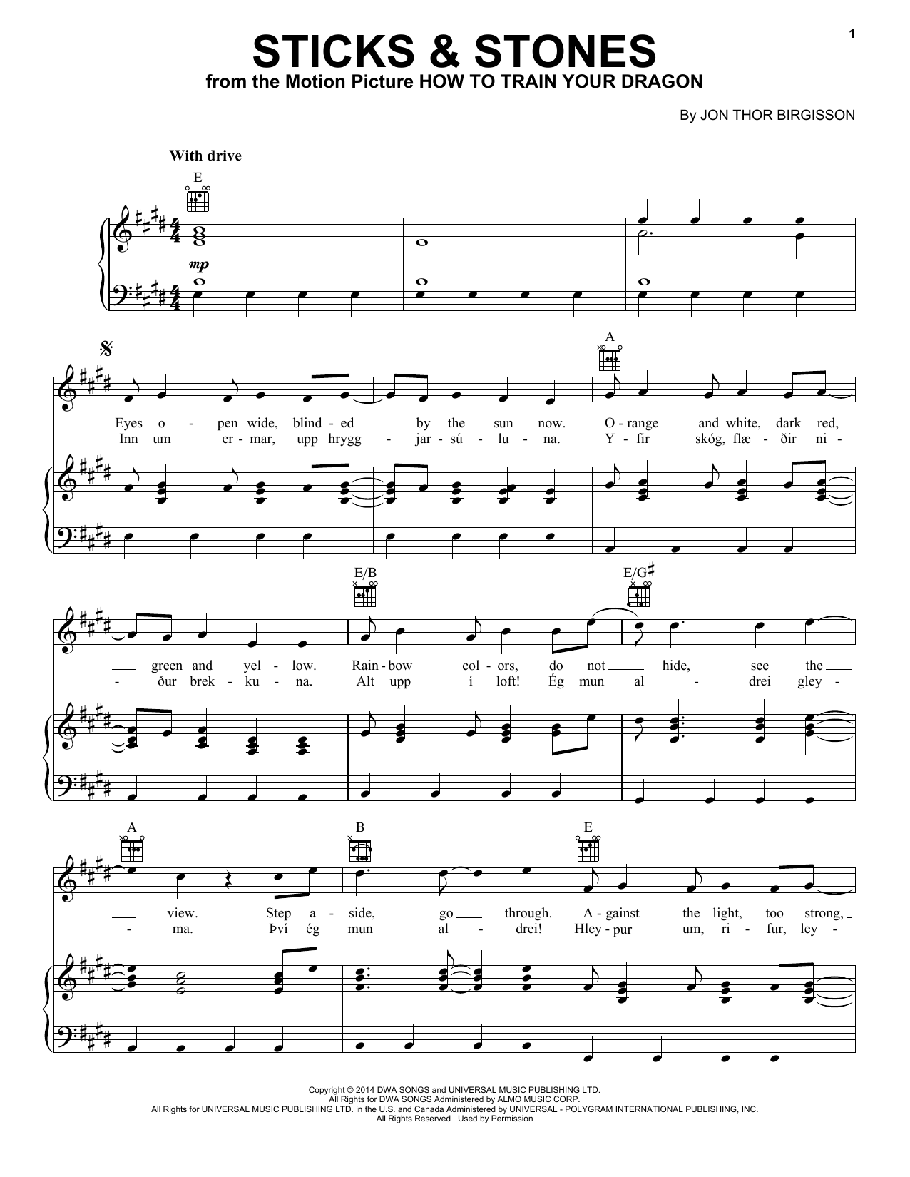 John Powell Sticks Stones From How To Train Your Dragon Sheet Music Download Pdf Score 157382