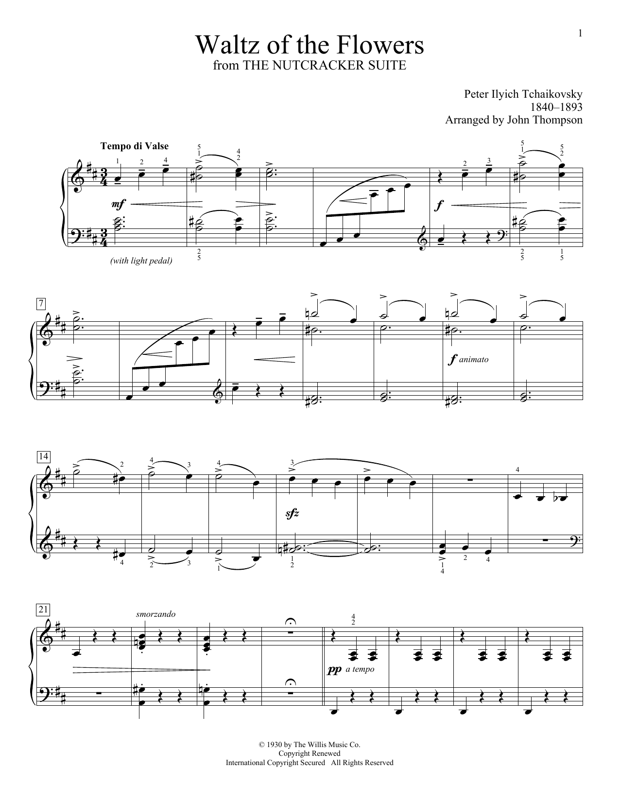 Learn to play John Thompson Waltz Of The Flowers sheet music for Easy Piano in minutes. John Thompson Waltz Of The Flowers sheet music preview music notes and score for Easy Piano including 7 page(s)