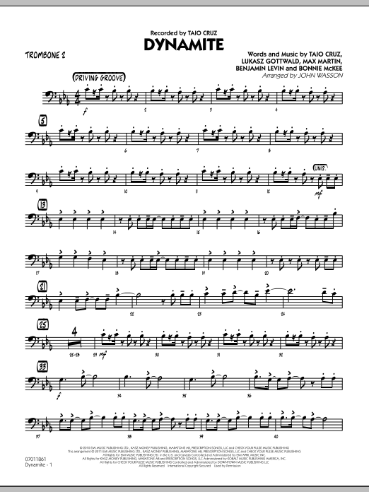 Learn to play John Wasson Dynamite - Trombone 2 sheet music for Jazz Ensemble in minutes. John Wasson Dynamite - Trombone 2 sheet music preview music notes and score for Jazz Ensemble including 2 page(s)