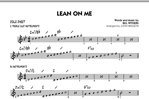 Learn to play John Wasson Lean On Me - Solo Sheet sheet music for Jazz Ensemble in minutes. John Wasson Lean On Me - Solo Sheet sheet music preview music notes and score for Jazz Ensemble including 1 page(s)