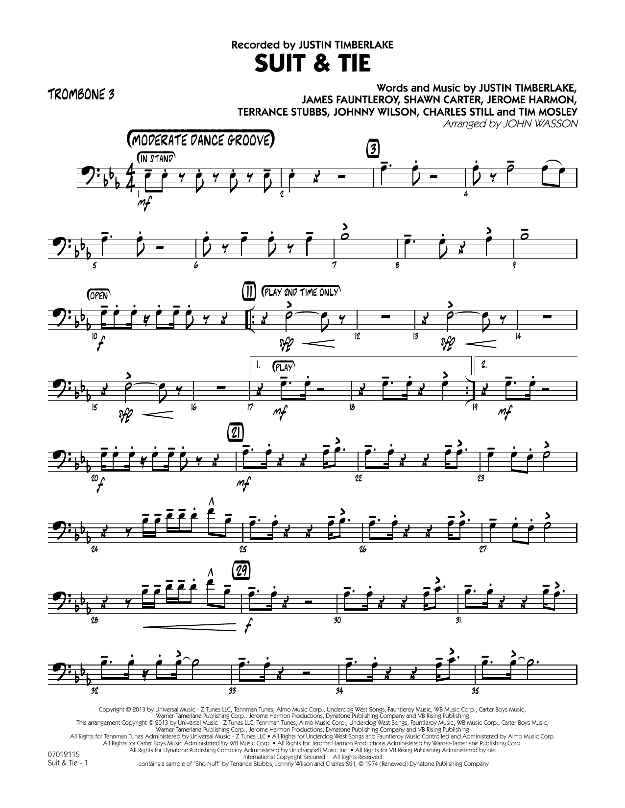 Learn to play John Wasson Suit & Tie - Trombone 3 sheet music for Jazz Ensemble in minutes. John Wasson Suit & Tie - Trombone 3 sheet music notes and chords