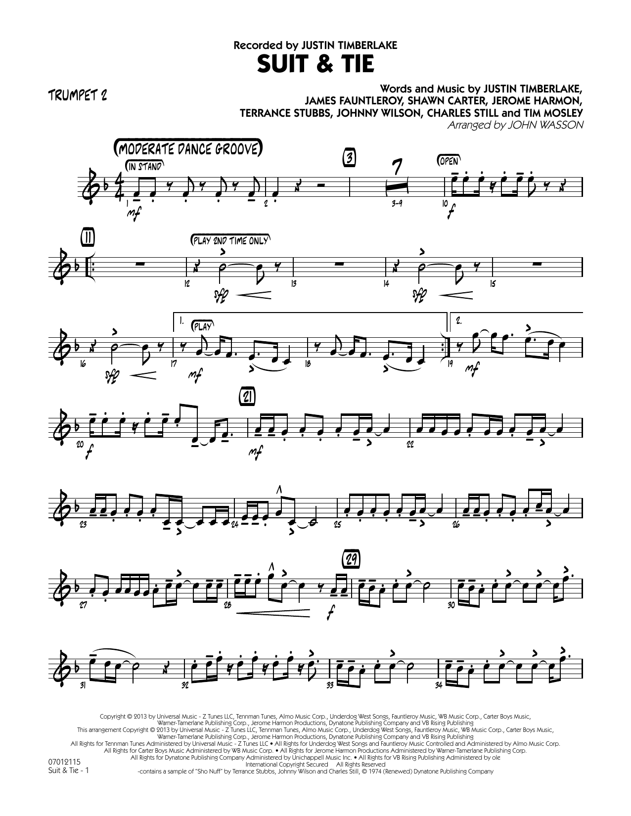 Learn to play John Wasson Suit & Tie - Trumpet 2 sheet music for Jazz Ensemble in minutes. John Wasson Suit & Tie - Trumpet 2 sheet music notes and chords