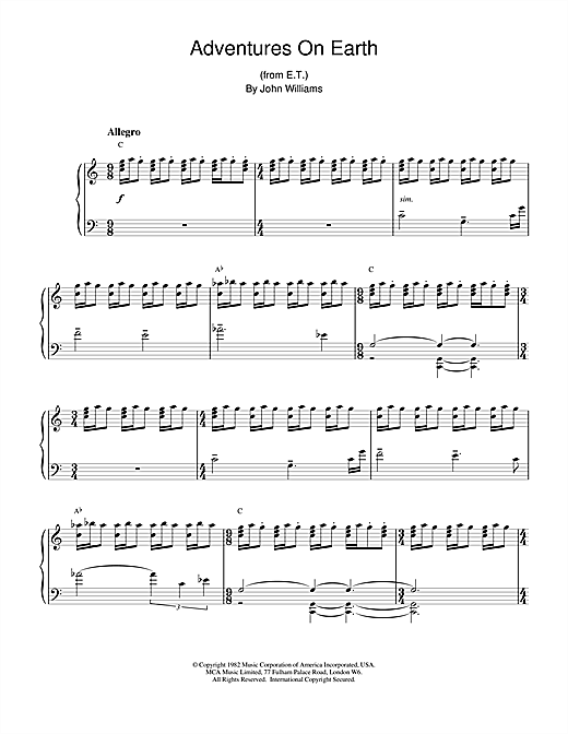 Learn to play John Williams Adventures On Earth (from E.T. The Extra-Terrestrial) sheet music for Piano in minutes. John Williams Adventures On Earth (from E.T. The Extra-Terrestrial) sheet music notes and chords