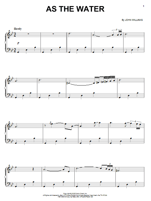 Learn to play John Williams As The Water (from Memoirs Of A Geisha) sheet music for Piano in minutes. John Williams As The Water (from Memoirs Of A Geisha) sheet music notes and chords