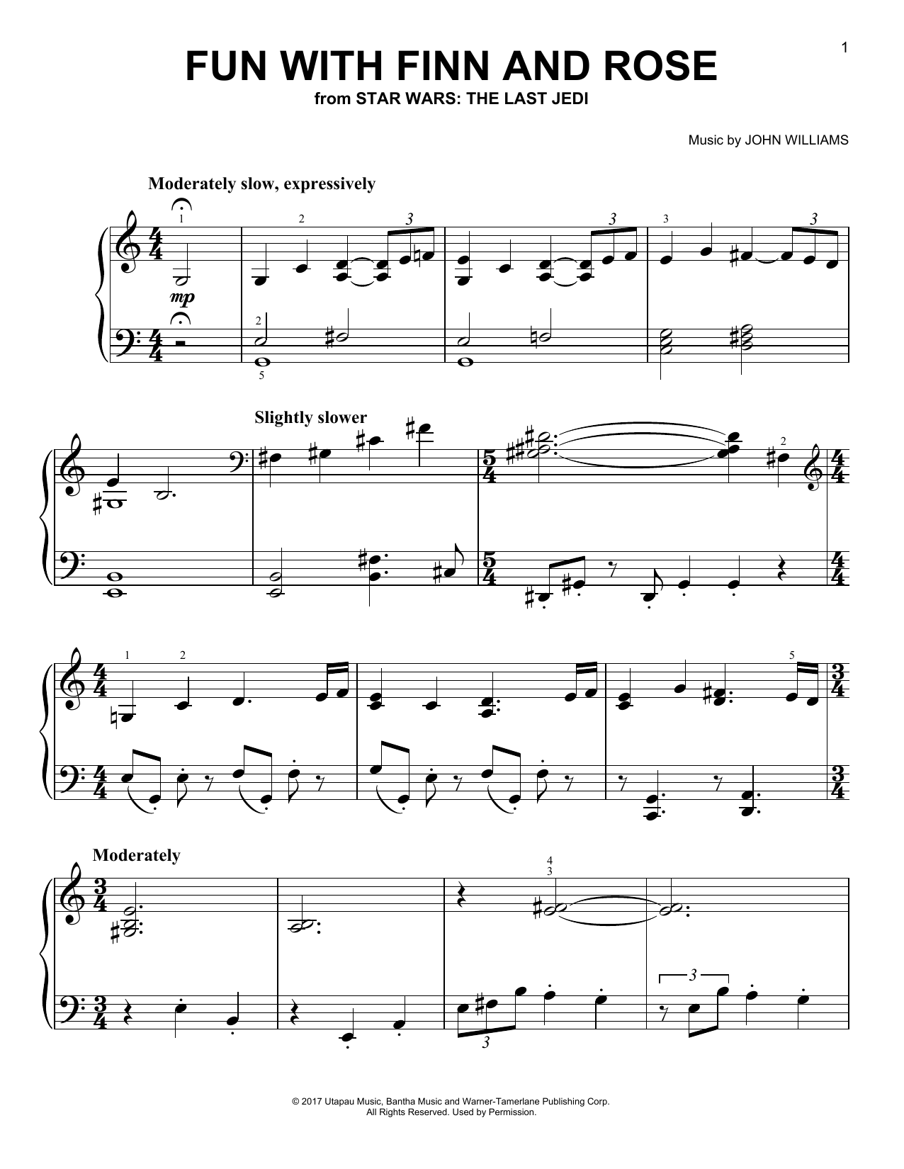 Learn to play John Williams Fun With Finn And Rose sheet music for Piano in minutes. John Williams Fun With Finn And Rose sheet music notes and chords