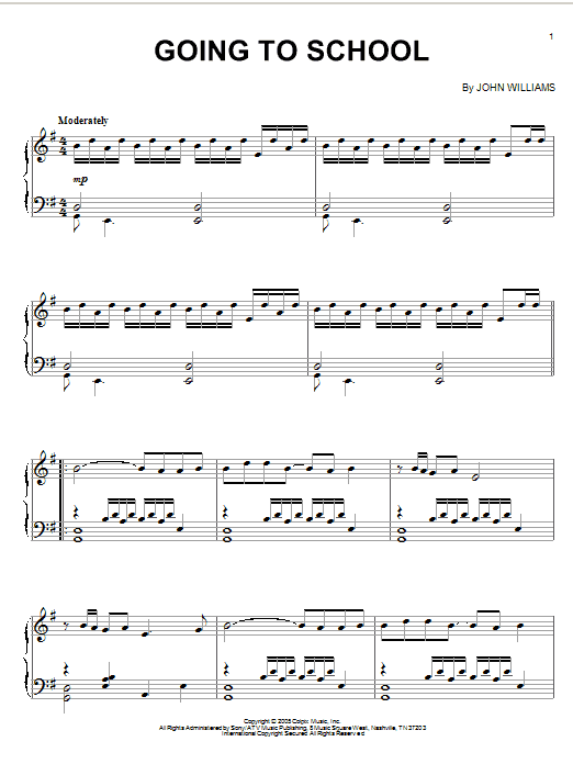 Learn to play John Williams Going To School (from Memoirs Of A Geisha) sheet music for Piano in minutes. John Williams Going To School (from Memoirs Of A Geisha) sheet music preview music notes and score for Piano including 4 page(s)