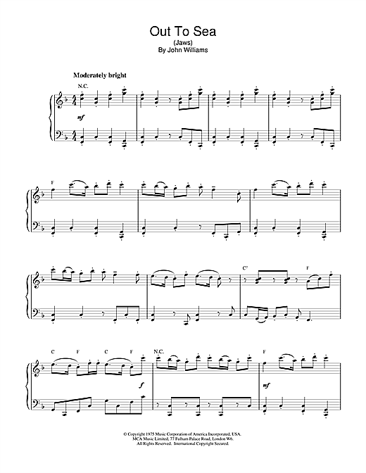 Learn to play John Williams Out To Sea (from Jaws) sheet music for Piano in minutes. John Williams Out To Sea (from Jaws) sheet music notes and chords