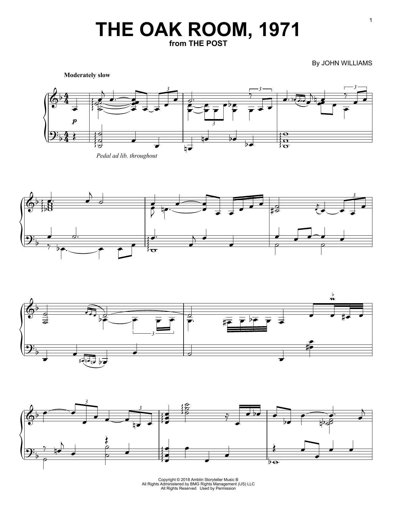 Learn to play John Williams The Oak Room, 1971 (from The Post) sheet music for Piano in minutes. John Williams The Oak Room, 1971 (from The Post) sheet music notes and chords