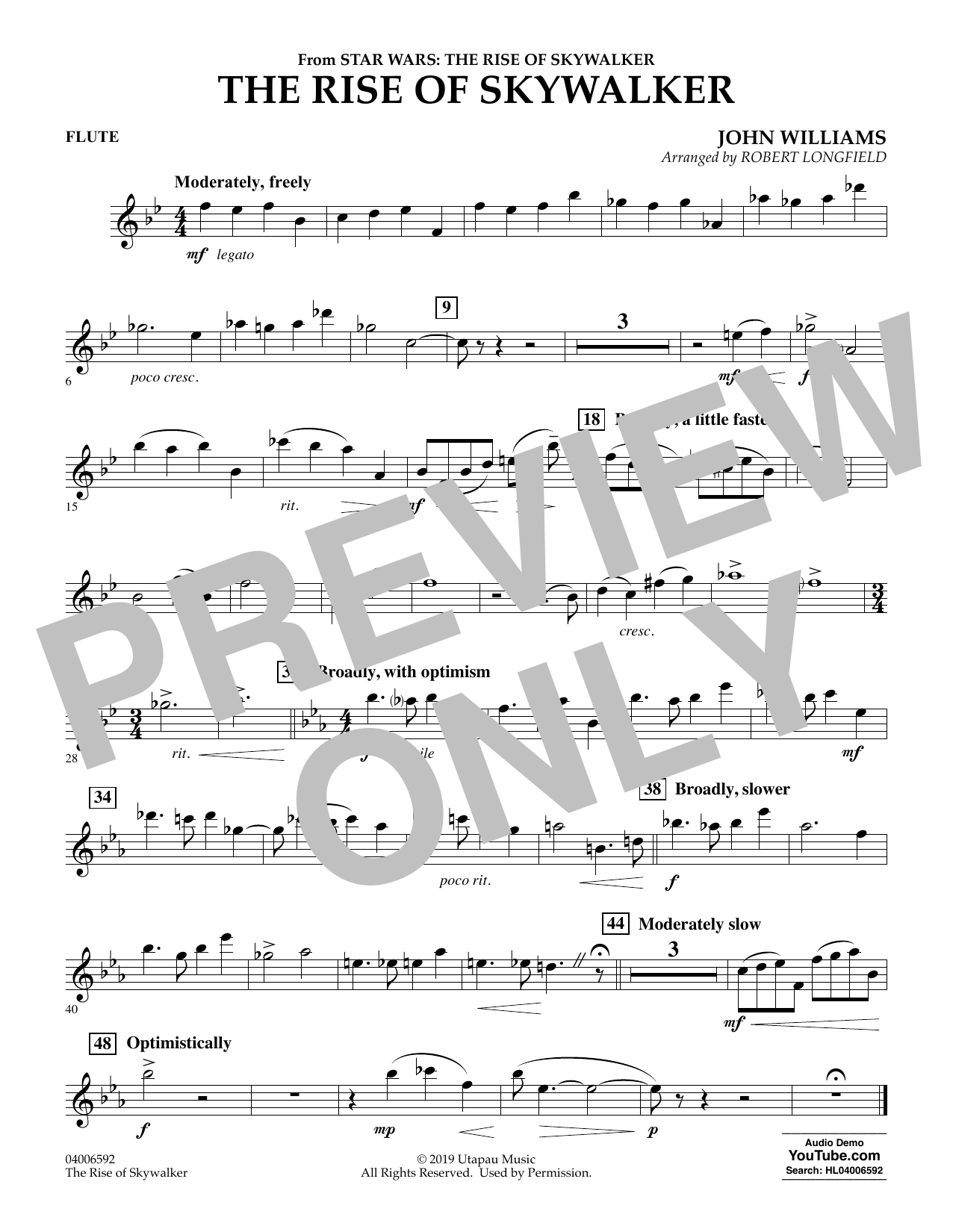 John Williams The Rise of Skywalker (from Star Wars: The Rise of Skywalker) - Flute sheet music preview music notes and score for Concert Band including 1 page(s)