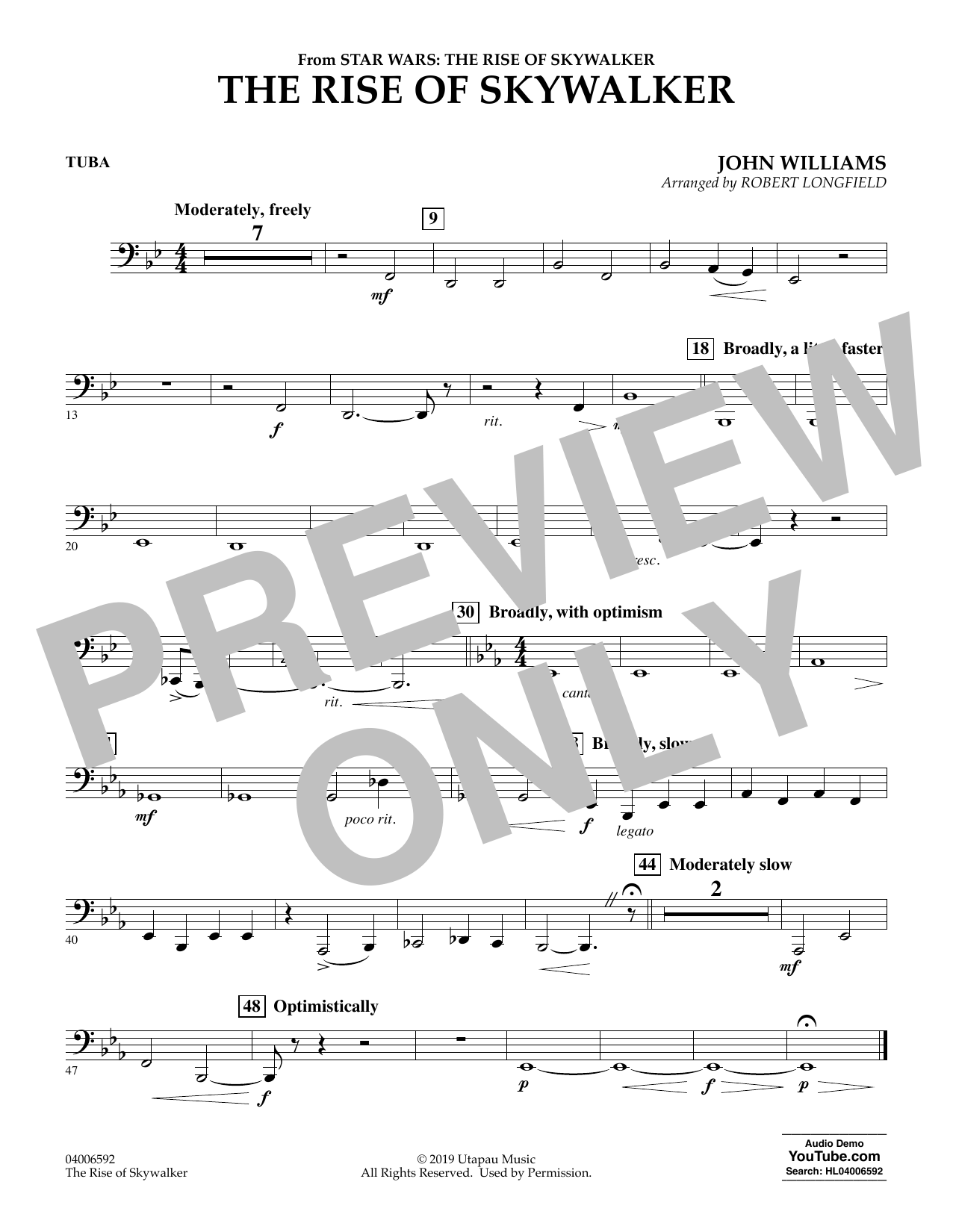 Learn to play John Williams The Rise of Skywalker (from Star Wars: The Rise of Skywalker) - Tuba sheet music for Concert Band in minutes. John Williams The Rise of Skywalker (from Star Wars: The Rise of Skywalker) - Tuba sheet music preview music notes and score for Concert Band including 1 page(s)