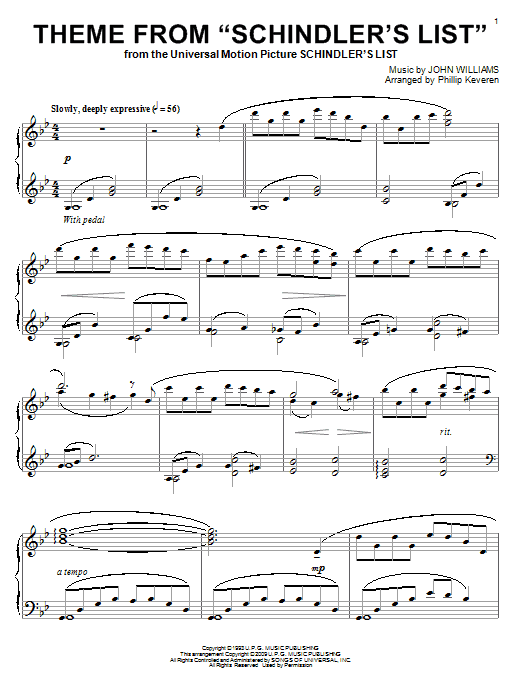 Learn to play John Williams Theme From Schindler's List sheet music for E-Z Play Today in minutes. John Williams Theme From Schindler's List sheet music preview music notes and score for E-Z Play Today including 4 page(s)