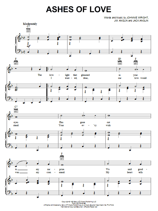 Learn to play Johnnie & Jack Ashes Of Love sheet music for Lyrics & Chords in minutes. Johnnie & Jack Ashes Of Love sheet music preview music notes and score for Lyrics & Chords including 1 page(s)