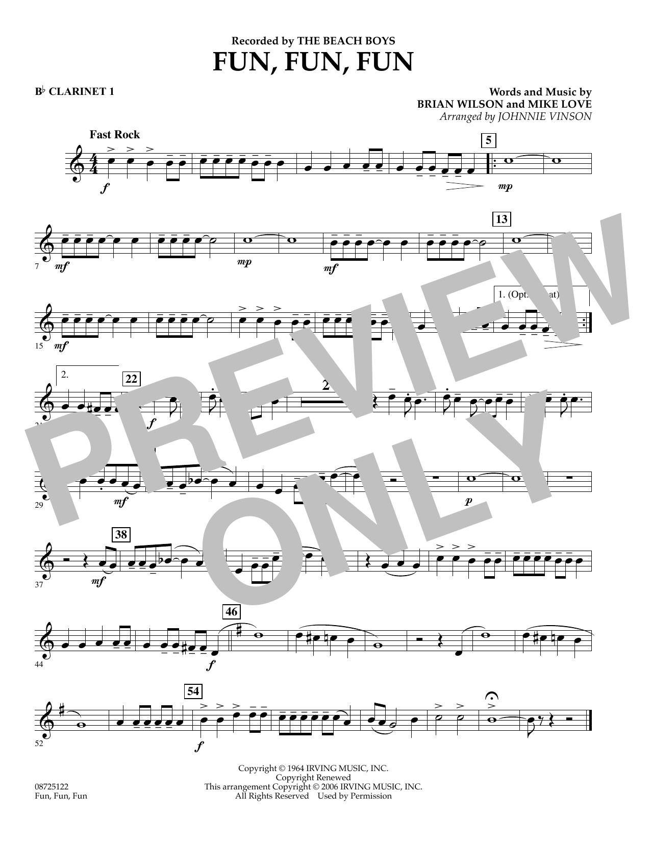 Learn to play Johnnie Vinson Fun, Fun, Fun - Bb Clarinet 1 sheet music for Concert Band in minutes. Johnnie Vinson Fun, Fun, Fun - Bb Clarinet 1 sheet music preview music notes and score for Concert Band including 1 page(s)