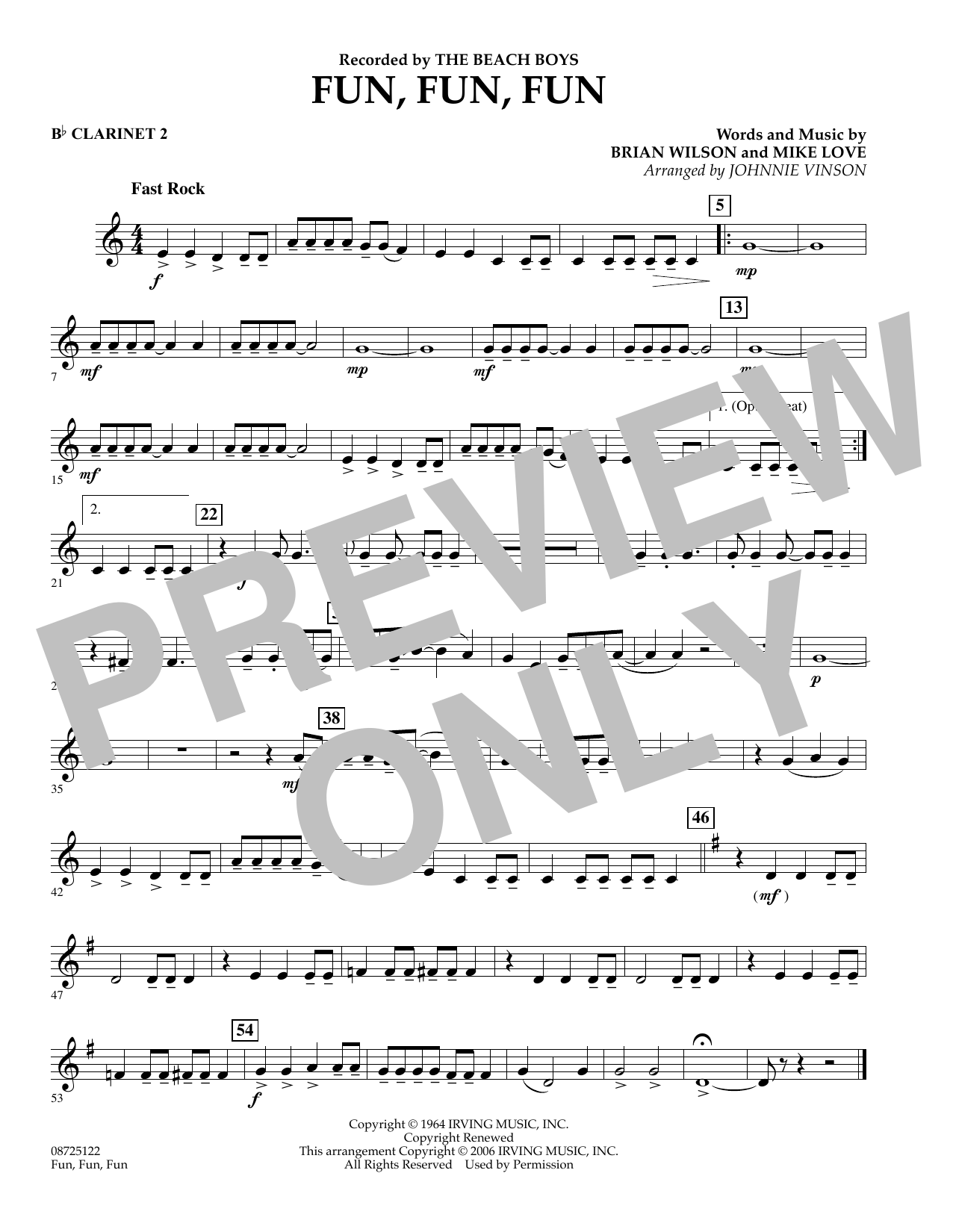 Learn to play Johnnie Vinson Fun, Fun, Fun - Bb Clarinet 2 sheet music for Concert Band in minutes. Johnnie Vinson Fun, Fun, Fun - Bb Clarinet 2 sheet music preview music notes and score for Concert Band including 1 page(s)