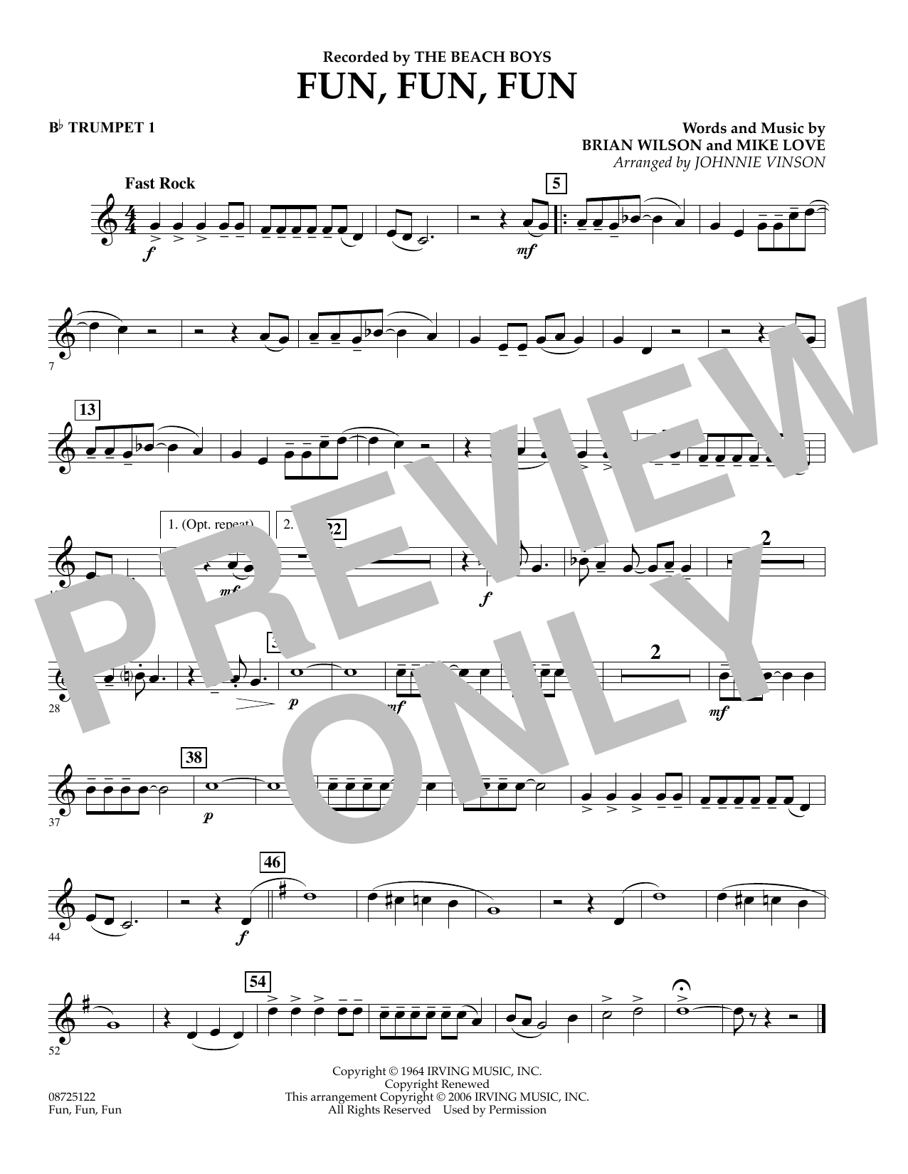 Learn to play Johnnie Vinson Fun, Fun, Fun - Bb Trumpet 1 sheet music for Concert Band in minutes. Johnnie Vinson Fun, Fun, Fun - Bb Trumpet 1 sheet music preview music notes and score for Concert Band including 1 page(s)