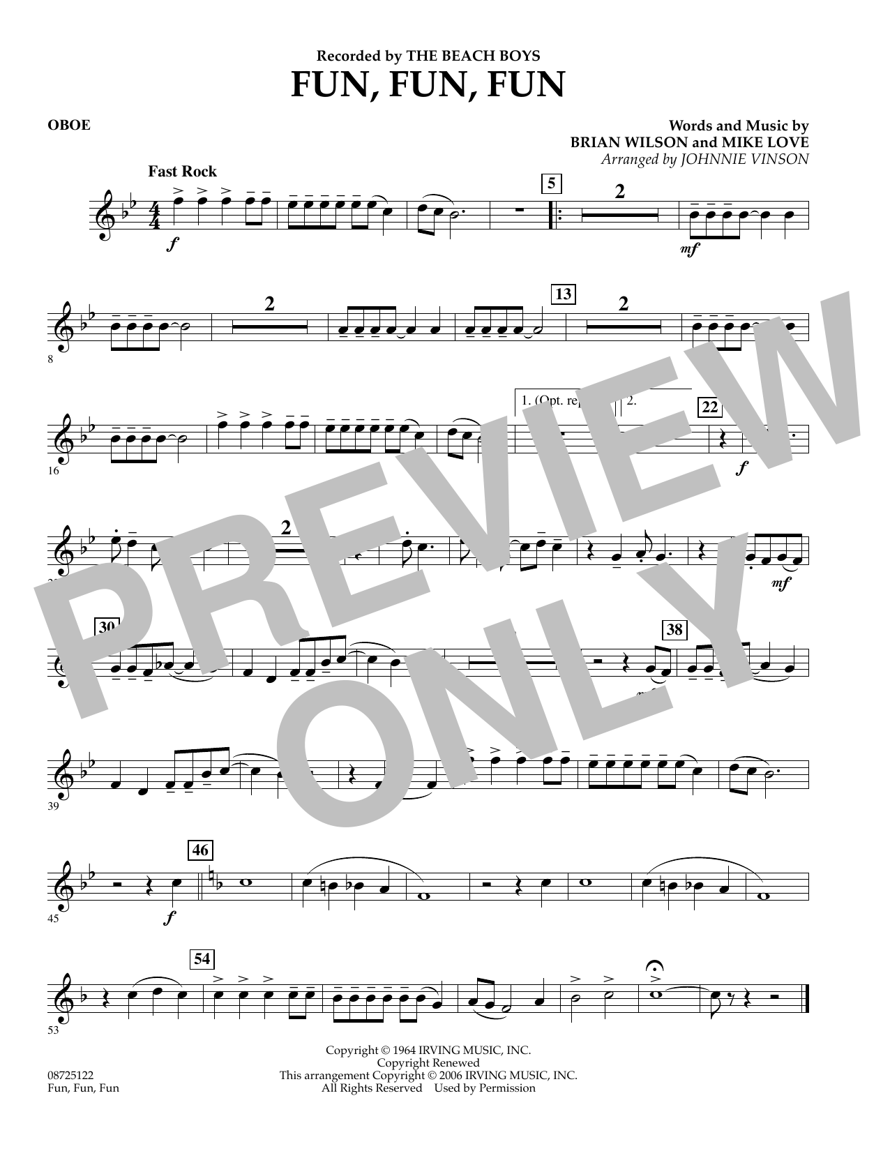 Learn to play Johnnie Vinson Fun, Fun, Fun - Oboe sheet music for Concert Band in minutes. Johnnie Vinson Fun, Fun, Fun - Oboe sheet music preview music notes and score for Concert Band including 1 page(s)