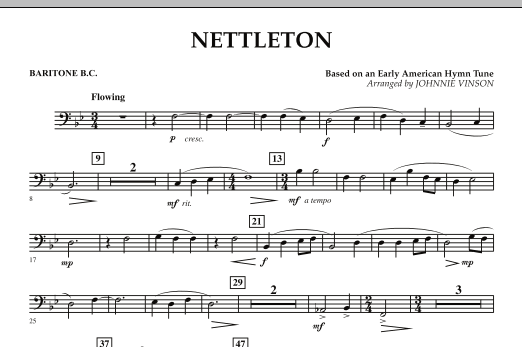 Learn to play Johnnie Vinson Nettleton - Baritone B.C. sheet music for Concert Band in minutes. Johnnie Vinson Nettleton - Baritone B.C. sheet music preview music notes and score for Concert Band including 1 page(s)
