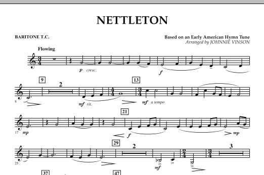 Learn to play Johnnie Vinson Nettleton - Baritone T.C. sheet music for Concert Band in minutes. Johnnie Vinson Nettleton - Baritone T.C. sheet music preview music notes and score for Concert Band including 1 page(s)