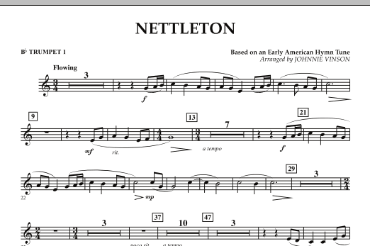 Learn to play Johnnie Vinson Nettleton - Bb Trumpet 1 sheet music for Concert Band in minutes. Johnnie Vinson Nettleton - Bb Trumpet 1 sheet music preview music notes and score for Concert Band including 1 page(s)