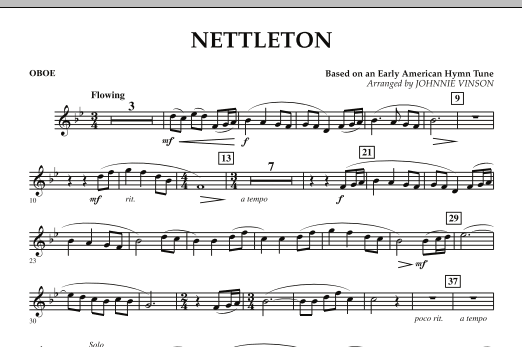 Learn to play Johnnie Vinson Nettleton - Oboe sheet music for Concert Band in minutes. Johnnie Vinson Nettleton - Oboe sheet music preview music notes and score for Concert Band including 1 page(s)