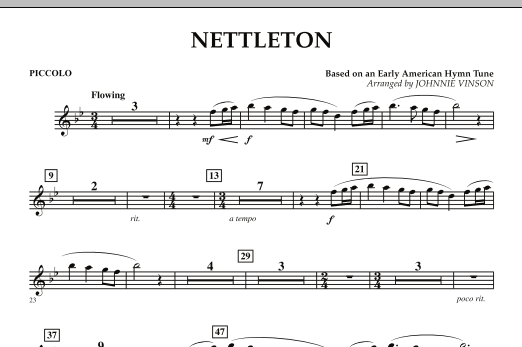 Learn to play Johnnie Vinson Nettleton - Piccolo sheet music for Concert Band in minutes. Johnnie Vinson Nettleton - Piccolo sheet music preview music notes and score for Concert Band including 1 page(s)