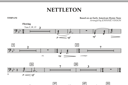 Learn to play Johnnie Vinson Nettleton - Timpani sheet music for Concert Band in minutes. Johnnie Vinson Nettleton - Timpani sheet music preview music notes and score for Concert Band including 1 page(s)