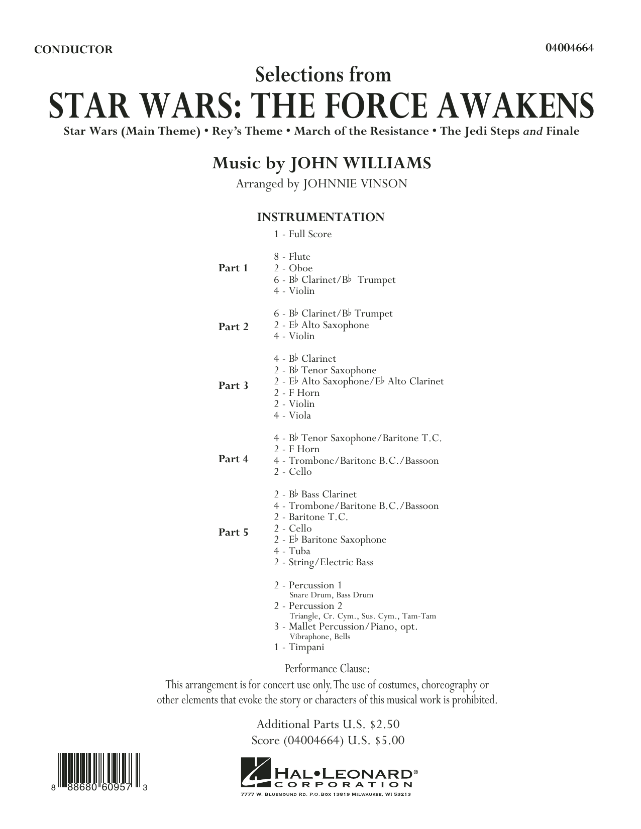 Learn to play Johnnie Vinson Selections from Star Wars: The Force Awakens - Conductor Score (Full Score) sheet music for Concert Band in minutes. Johnnie Vinson Selections from Star Wars: The Force Awakens - Conductor Score (Full Score) sheet music preview music notes and score for Concert Band including 24 page(s)