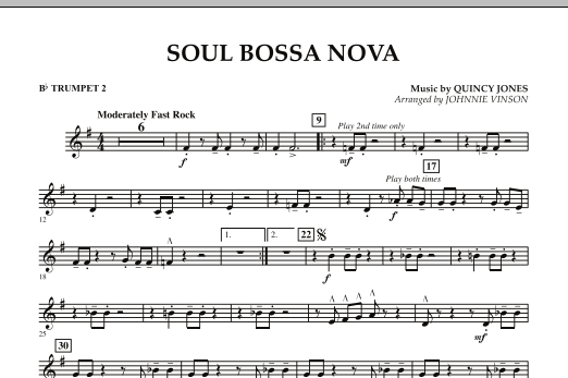 Learn to play Johnnie Vinson Soul Bossa Nova - Bb Trumpet 2 sheet music for Concert Band in minutes. Johnnie Vinson Soul Bossa Nova - Bb Trumpet 2 sheet music preview music notes and score for Concert Band including 1 page(s)