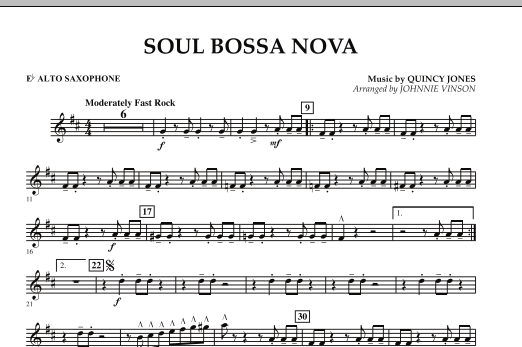 Learn to play Johnnie Vinson Soul Bossa Nova - Eb Alto Saxophone sheet music for Concert Band in minutes. Johnnie Vinson Soul Bossa Nova - Eb Alto Saxophone sheet music preview music notes and score for Concert Band including 1 page(s)