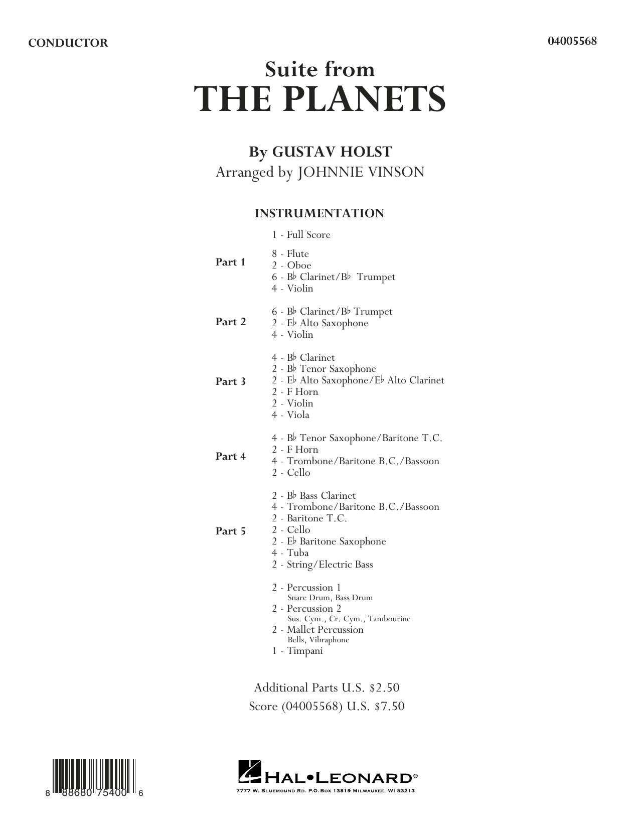 Learn to play Johnnie Vinson Suite from the Planets - Conductor Score (Full Score) sheet music for Concert Band in minutes. Johnnie Vinson Suite from the Planets - Conductor Score (Full Score) sheet music preview music notes and score for Concert Band including 20 page(s)