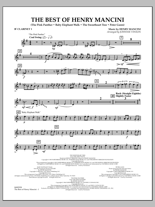 Learn to play Johnnie Vinson The Best of Henry Mancini - Bb Clarinet 1 sheet music for Concert Band in minutes. Johnnie Vinson The Best of Henry Mancini - Bb Clarinet 1 sheet music notes and chords