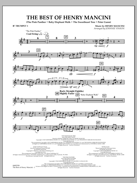 Learn to play Johnnie Vinson The Best of Henry Mancini - Bb Trumpet 1 sheet music for Concert Band in minutes. Johnnie Vinson The Best of Henry Mancini - Bb Trumpet 1 sheet music notes and chords
